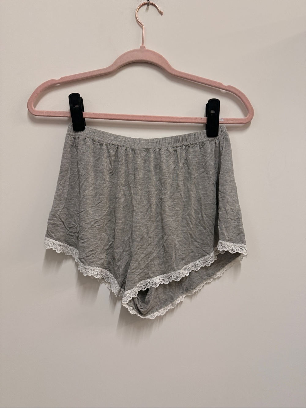 superdown Gray Lace-Trim Sleep Shorts